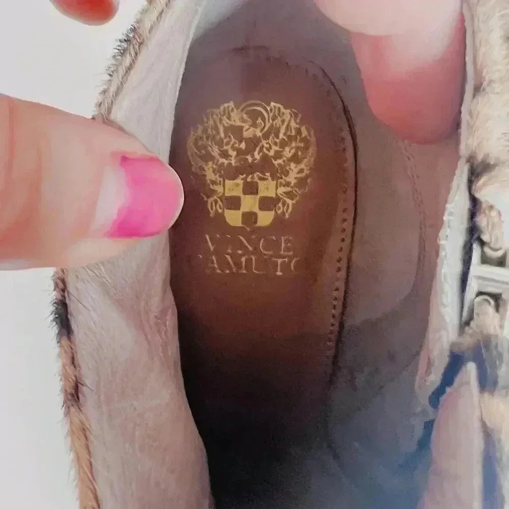 Vince Camuto Leopard Print Leather Fur Calf Hair Stiletto Booties Size 8 - Picture 6 of 10